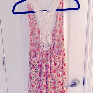 Floral Tank Top with Lace Back